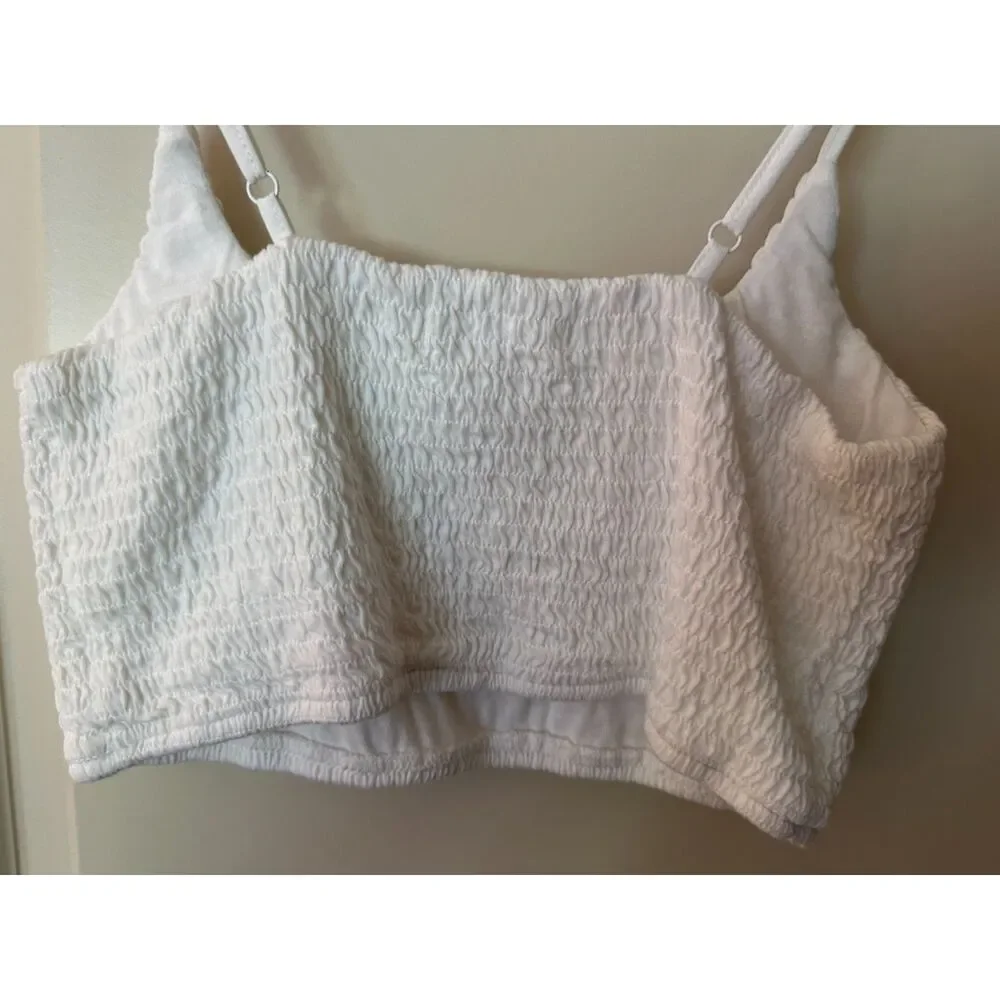 Mustard Seed White Adjustable Straps Cropped Summer Tank NWT Women's Sz Small